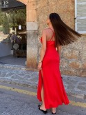 Red summer maxi dress with straps FG670 - Online store - Boutique